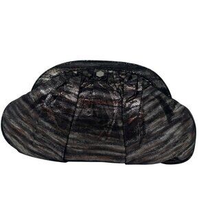 Lodis Minx Suzette Handbag Black copper Metallic Leather Clutch Bag NWT